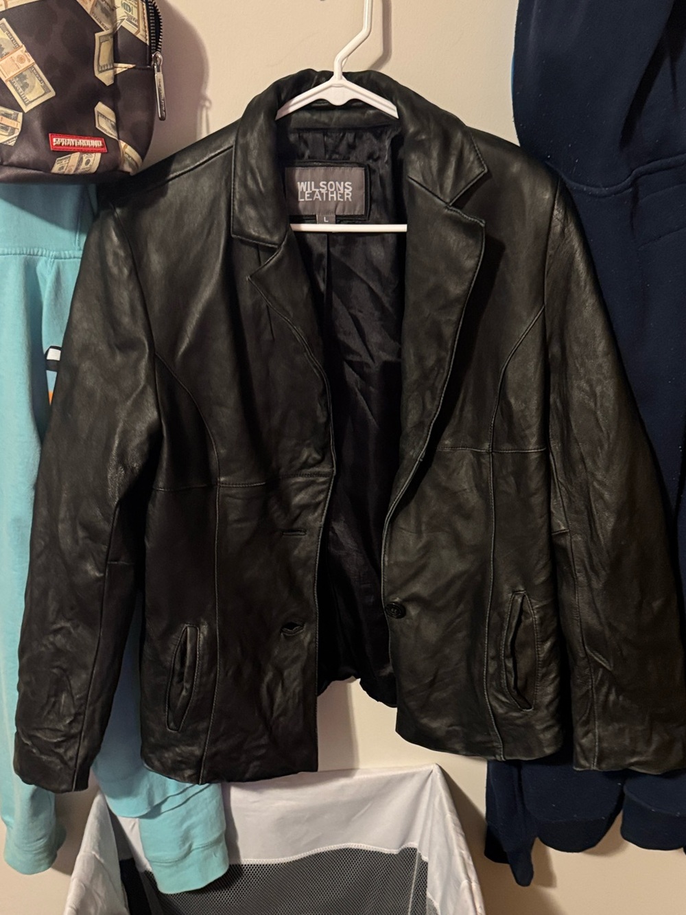 Wilsons Leather Women's Black Leather Blazer with Notch Lapel